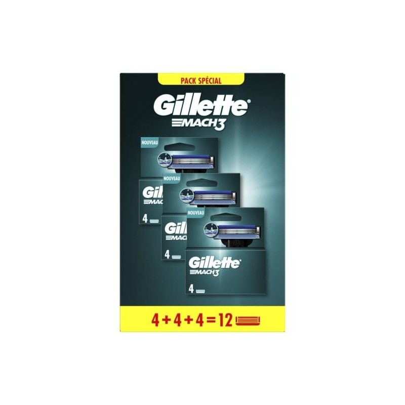 Gillette Mach3 شفرات الحلاقة - عبوة من 12 عبوة