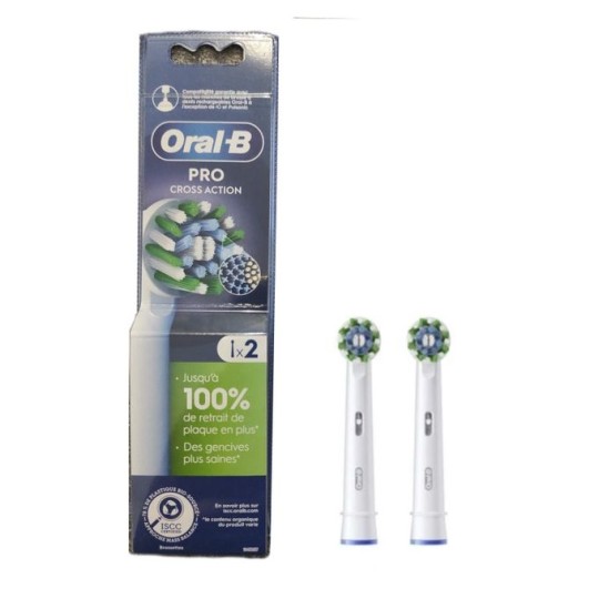 Oral-B Cross Action Pro Brossettes de Recharge pour Brosse à Dents Électrique - 2 Pièces