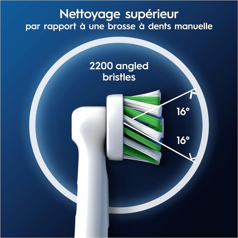 Oral-B Pro Cross Action Brossettes pour Brosse à dents électriques, Pack De 4 Unités, Blanc, 1 stück (4er Pack)