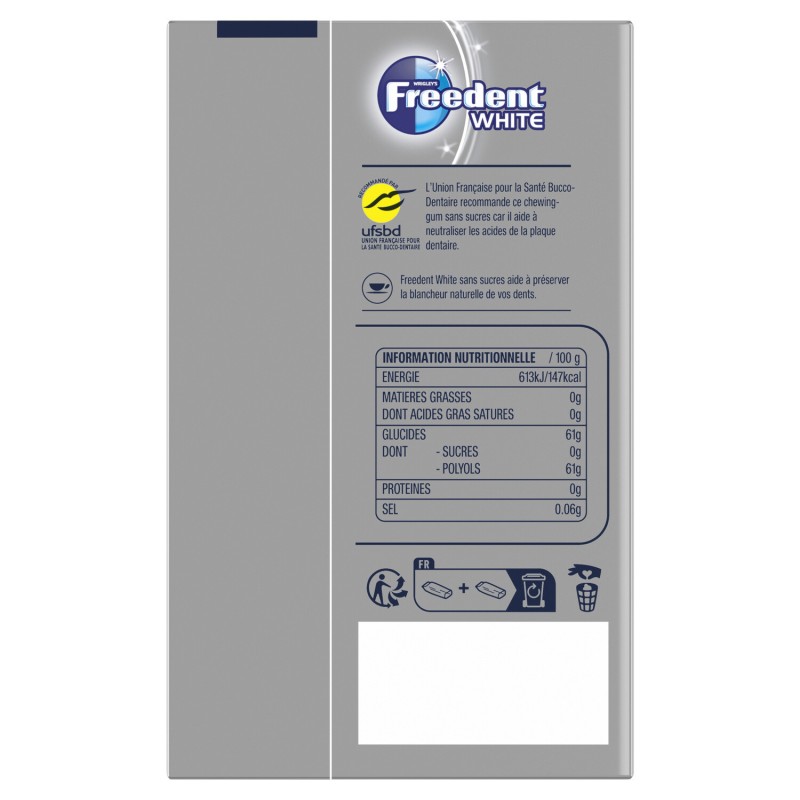Freedent White Sugar-Free Chewing Gum Strong Mint - 5x10 Pellets - 70g