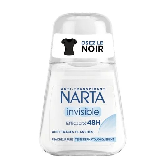 Narta Déodorant Roll-On Anti-Transpirant - Protection 48h Invisible - Anti-Traces - 50ml