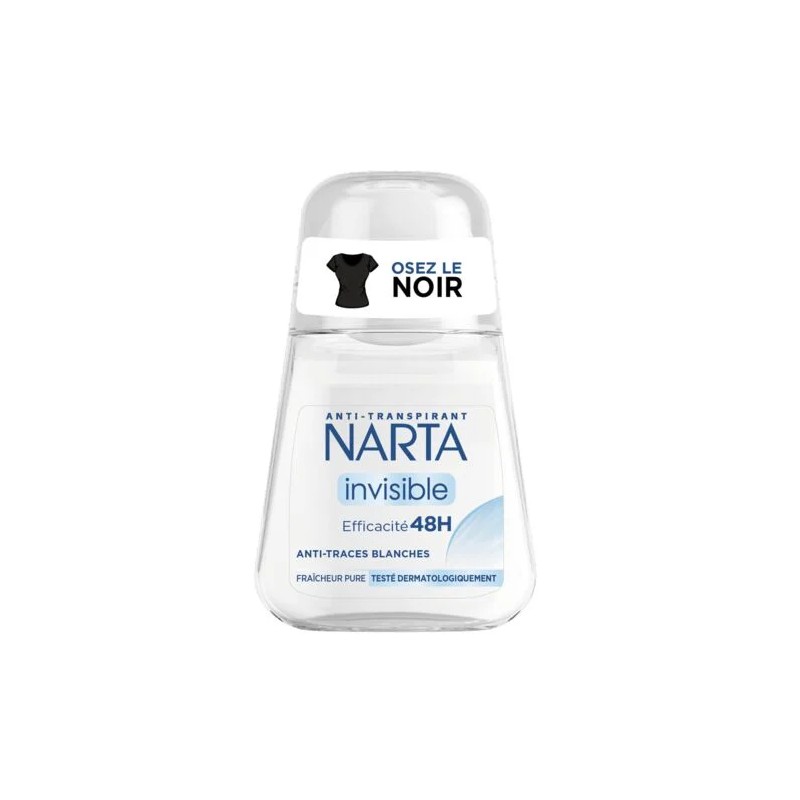 Narta Déodorant Roll-On Anti-Transpirant - Protection 48h Invisible - Anti-Traces - 50ml