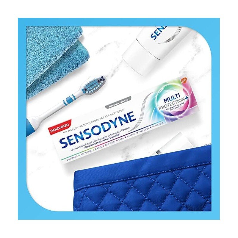 Sensodyne Dentifrice Multi-Protection Blancheur, Avec Fluorure Pour Dents Sensibles et Blanches, Aide à Soulager La Sensibilité