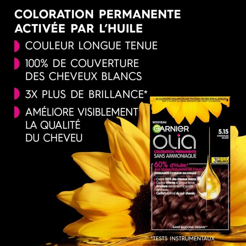 Garnier Olia Permanent Hair Dye Ammonia-Free - Hair - 1x Box - Iced Chocolate 5.15