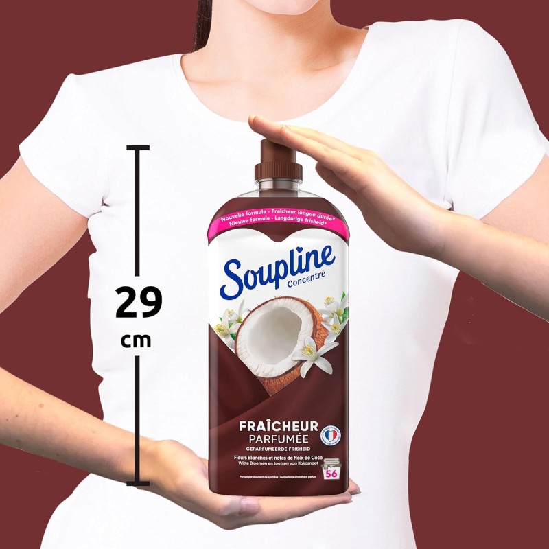 Soupline 3d Fraîcheur Adoucissant Concentré - Fleurs Blanches & Noix de Coco - 1280ml