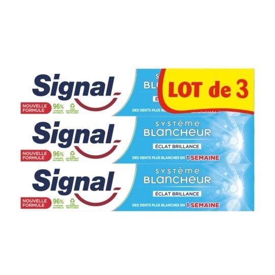 Signal Système Blancheur معجون أسنان تبييض إشراق لامع - 3x75مل