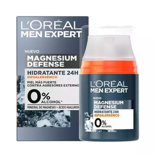 L'Oréal Paris Men Expert Magnesium Defense Crème Visage Hydratante 24h - Peau Sensible - 50ml