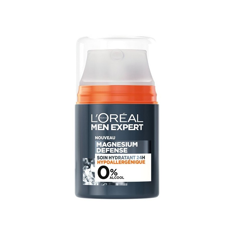 L'Oréal Paris Men Expert Magnesium Defense Crème Visage Hydratante 24h - Peau Sensible - 50ml
