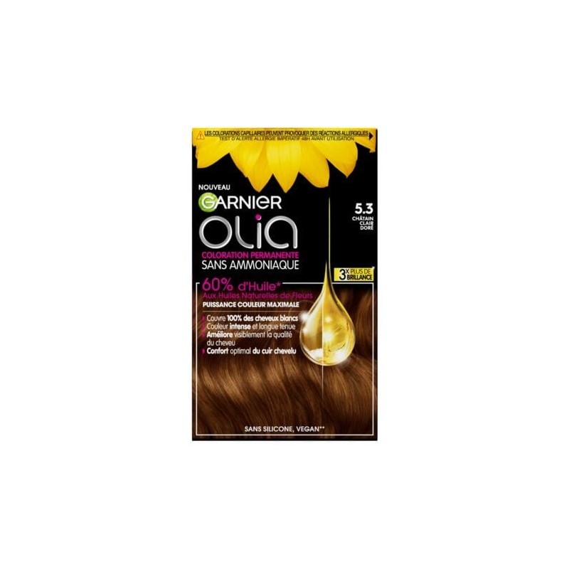 Garnier Olia صبغة شعر دائمة بدون أمونيا - 5.3 كستنائي فاتح ذهبي