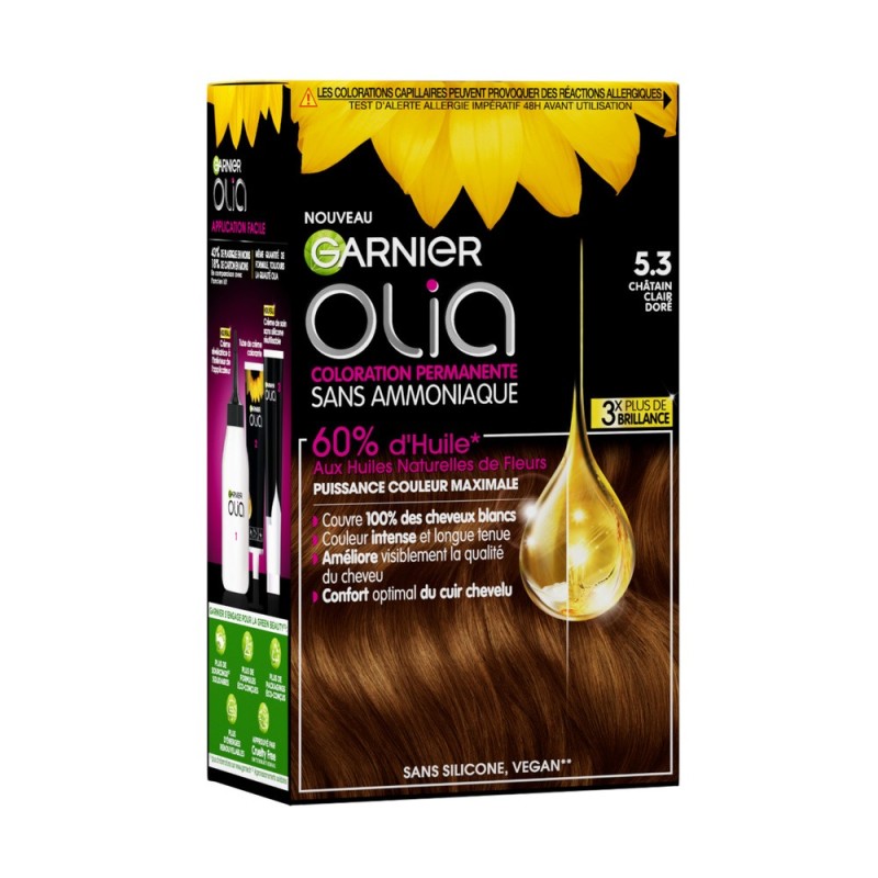 Garnier Olia Permanent Hair Dye Without Ammonia - 5.3 Light Golden Chestnut