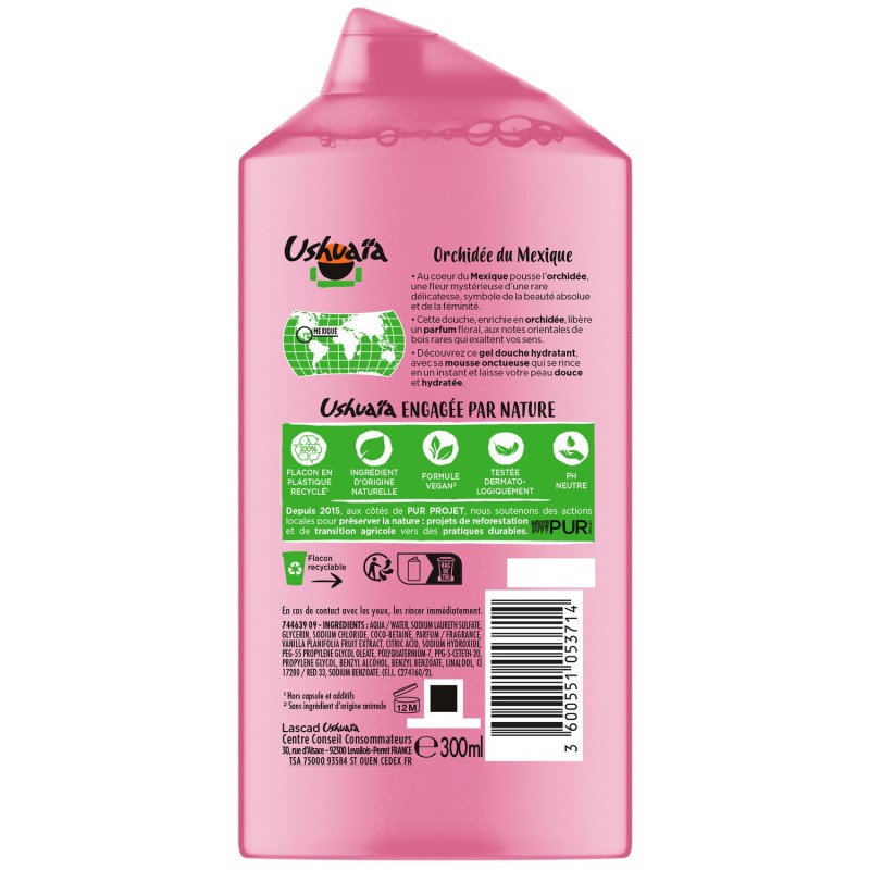 Ushuaïa Orchidée Gel Douche Hydratant - Toutes Peaux - 300ml
