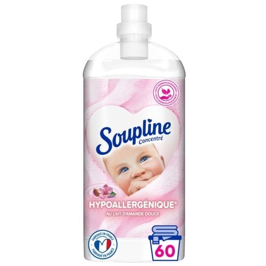 Soupline 3d Hypoallergénique Adoucissant Linge au Lait d'Amande Douce Concentré - Peau Sensible - 1.35l