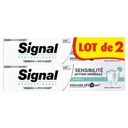 Signal Professionnel Sensibilité Action Minérale Complet معجون أسنان - للأسنان الحساسة - 2x75 مل