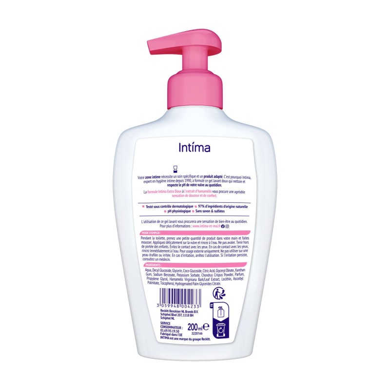 Intima Gel Intime Lavant Extra Doux Extrait d'Hamamélis - 200ml