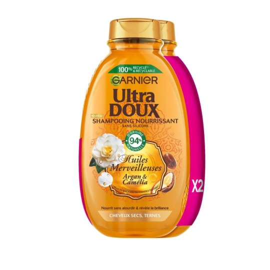 Garnier Ultra Doux Nourishing Shampoo With Marvelous Oils Argan & Camellia - Blonde Hair - 2x300ml