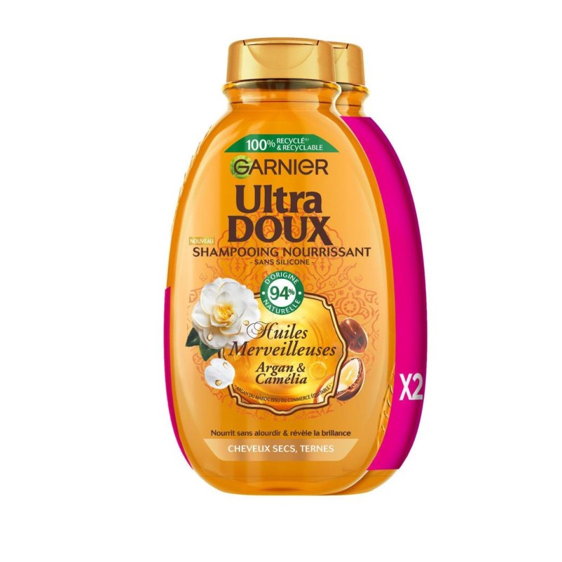 Garnier Ultra Doux Nourishing Shampoo With Marvelous Oils Argan & Camellia - Blonde Hair - 2x300ml