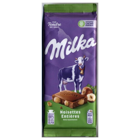 Milka Alpine Milk Chocolate - Whole Hazelnuts - 100g