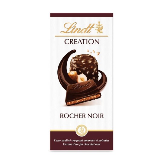 Lindt Création Tablette de Chocolat Noir Praliné Rocher - 150g