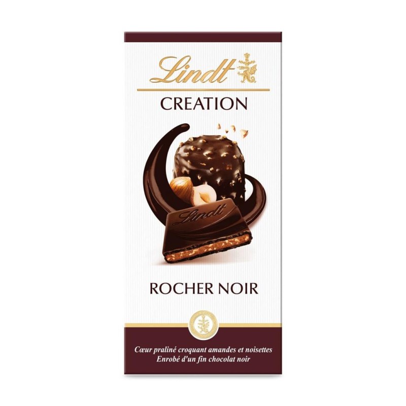 Lindt Création Tablette de Chocolat Noir Praliné Rocher - 150g
