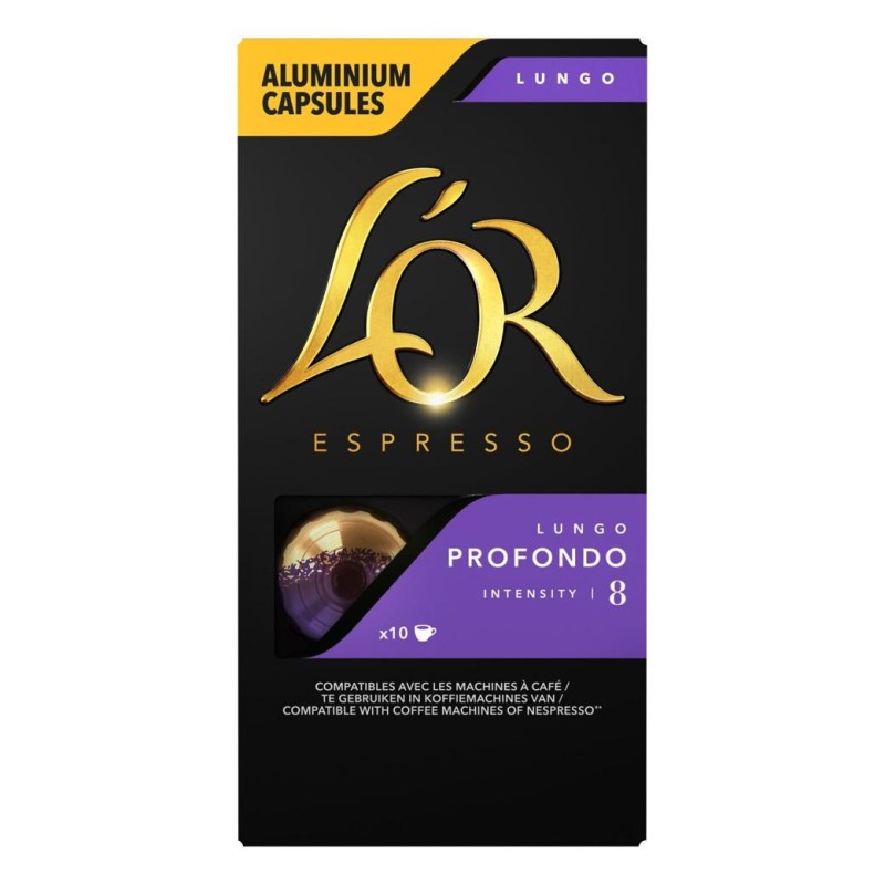 L'Or Lungo Profondo Coffee Capsules - Intensity 8 - 10 Capsules - Violet