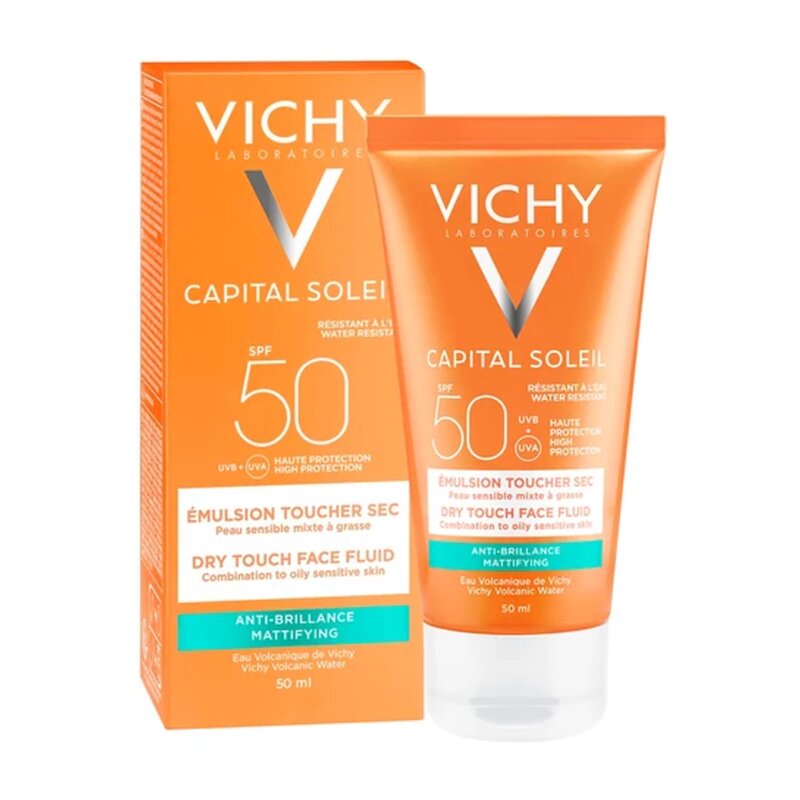 Vichy Ideal Soleil Emulsion Toucher Sec Spf50+ - Peaux Mixtes à Grasses - 50ml