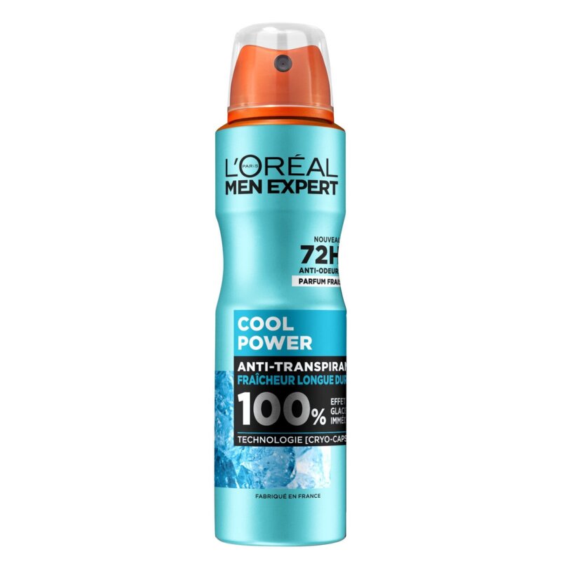 L'Oréal Paris Men Expert Cool Power Déodorant Spray Anti-Transpirant - Protection 72h - 150ml