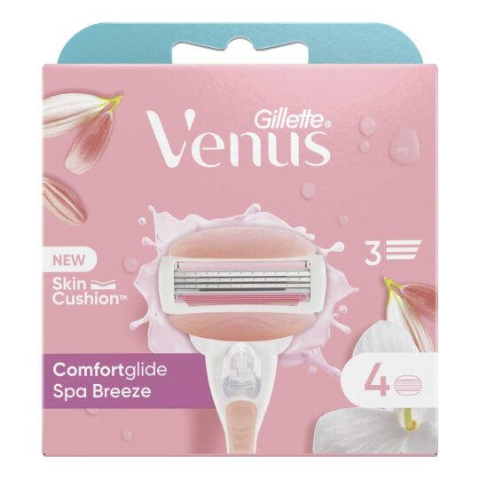 Gillette Venus Comfortglide Razor Refills For Women - 3 Blades - White Tea Scent - X4