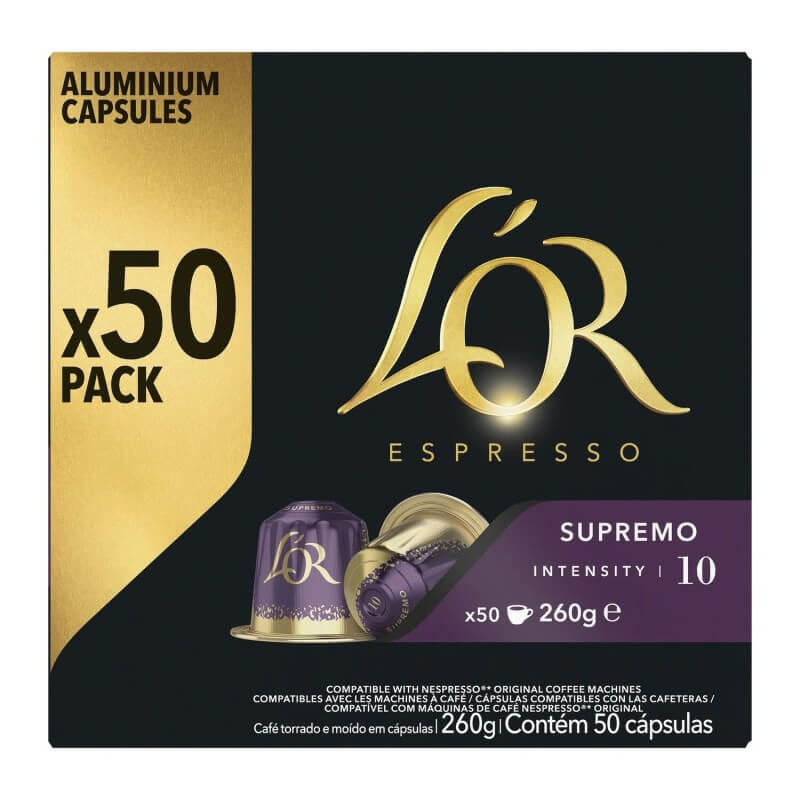 L'Or Supremo Coffee Capsules Intensity 10 - Nespresso Compatible - 50 Capsules