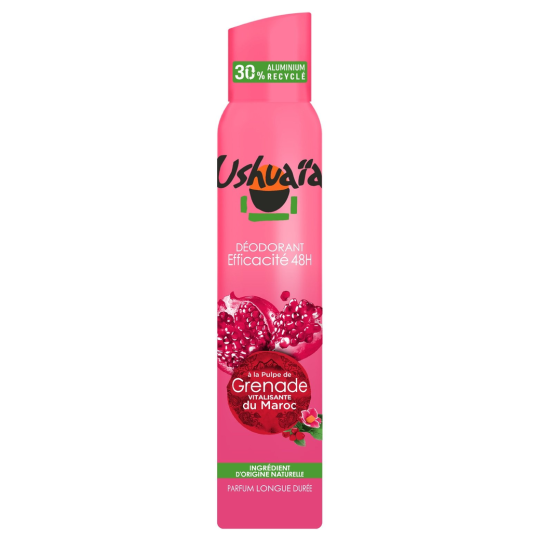 Ushuaia Déodorant Spray Grenade - Protection 48h Anti-Traces - 200ml