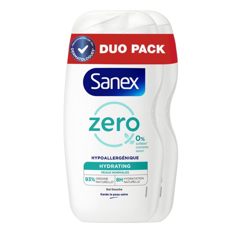 Sanex Zero% Essential جل استحمام بدون صابون - للبشرة العادية - 2X475مل