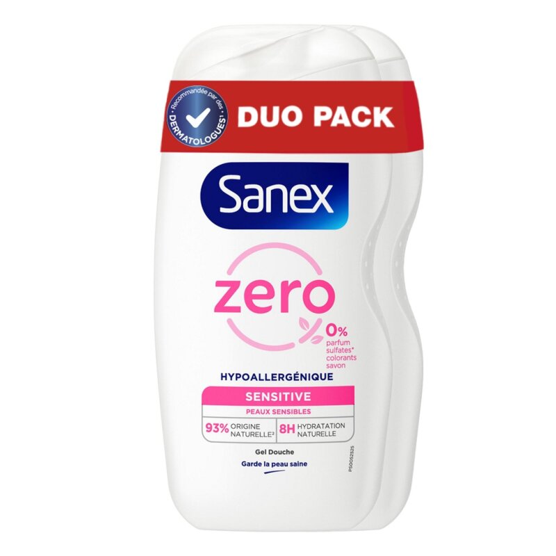 Sanex 0% Essential Shower Gel - Sensitive Skin - 2x475ml