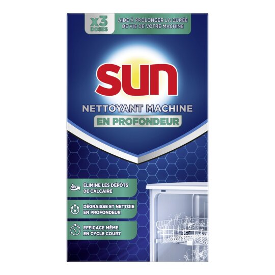 Sun Sel Nettoyant Machine Lave-Vaisselle en Profondeur - Boîte de 120g (3 Doses)