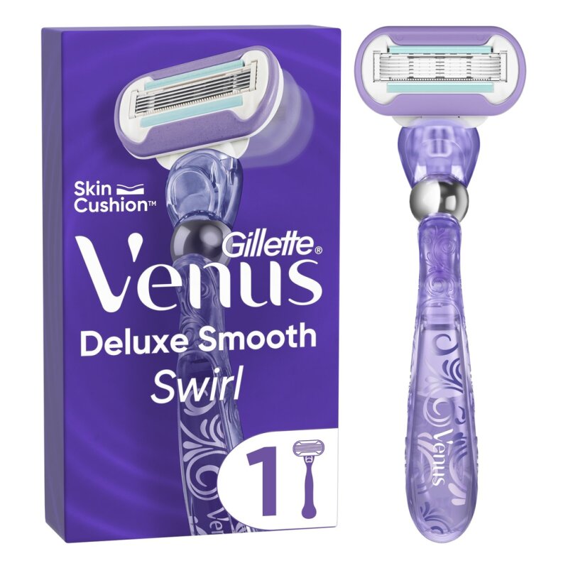 Gillette Venus Deluxe Smooth Swirl Rasoir Femme - 1 Manche + 1 Recharge (5 Lames)