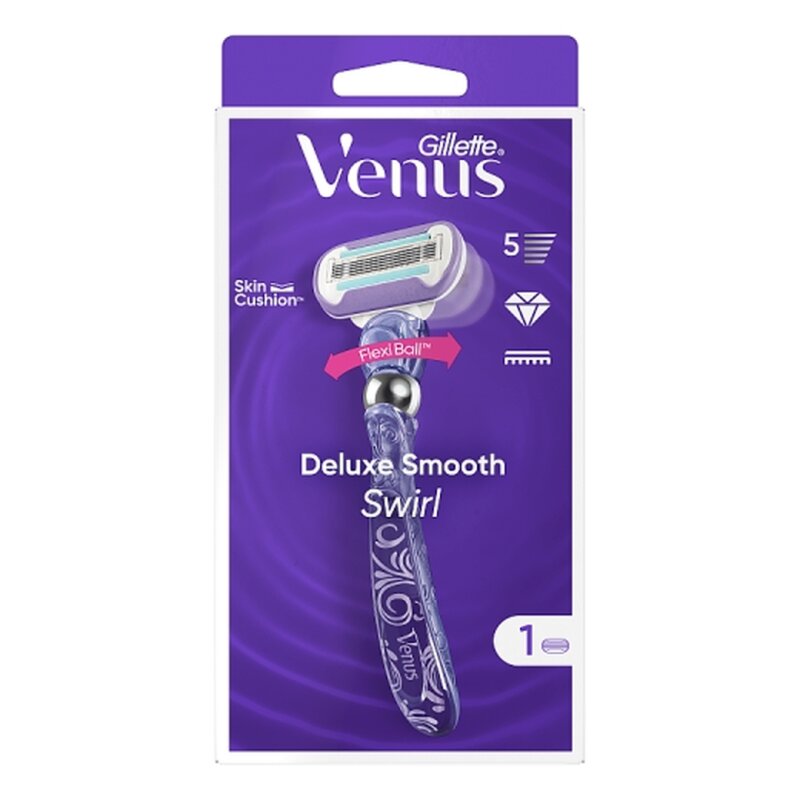 Gillette Venus Deluxe Smooth Swirl Rasoir Femme - 1 Manche + 1 Recharge (5 Lames)