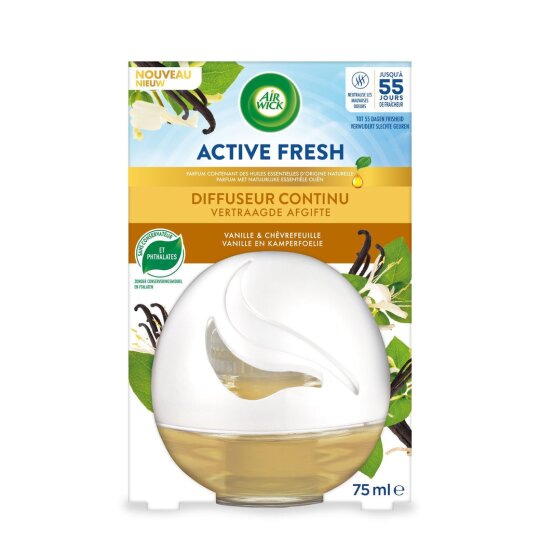 Air Wick Active Fresh Diffuseur Continu Désodorisant - Vanille et Chèvrefeuille - 75ml