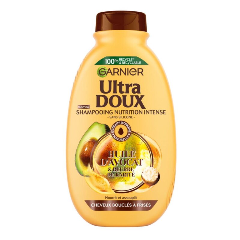 Garnier Ultra Doux Shampoing Avocat et Beurre de Karité - Cheveux Très Secs ou Frisés - 300ml