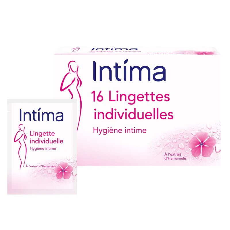 Intima Fraicheur Longue Durée Lingettes Hygiène Intime Individuelles - 16 Pièces