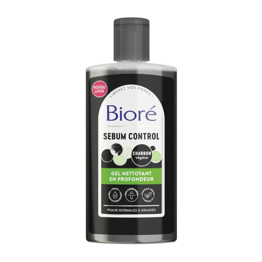 Biore Charbon Gel Nettoyant Visage - Peau Normale à Grasse - 200ml