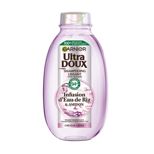 Garnier Ultra Doux Shampooing Lissant Infusion Eau de Riz & Amidon - Cheveux Longs - 250ml