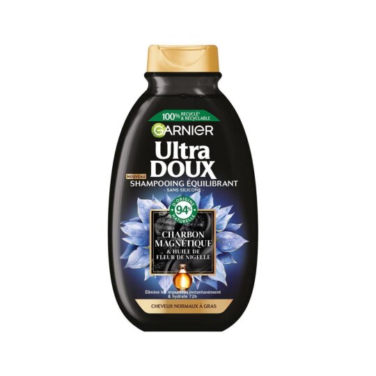 Garnier Ultra Smooth - Moisturizing Shampoo & Magntic Charcoal Balance & Niger Flower - For Gras Normal Hair -