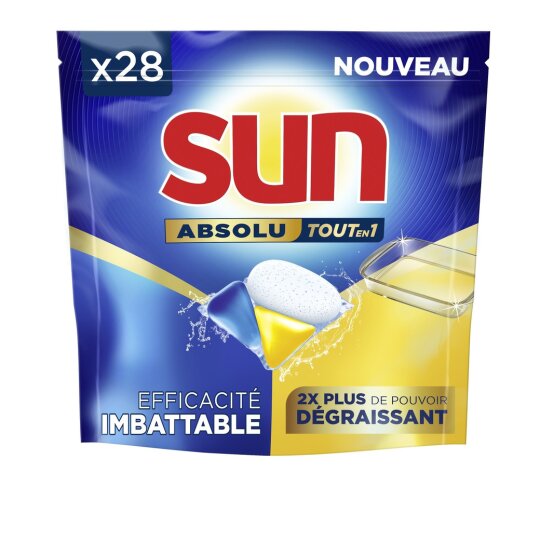 Sun Absolu Tablette Lave-Vaisselle Tout en 1 Dégraissant - 28 Tablettes