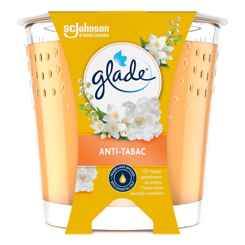 Glade Anti Tobacco Scented Candle - Odor Neutralizer - 1x190g