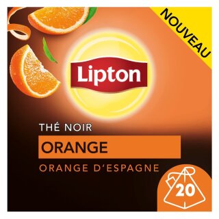 Lipton Thé Noir aux Zestes d'Orange d'Espagne - Boîte de 20 Sachets