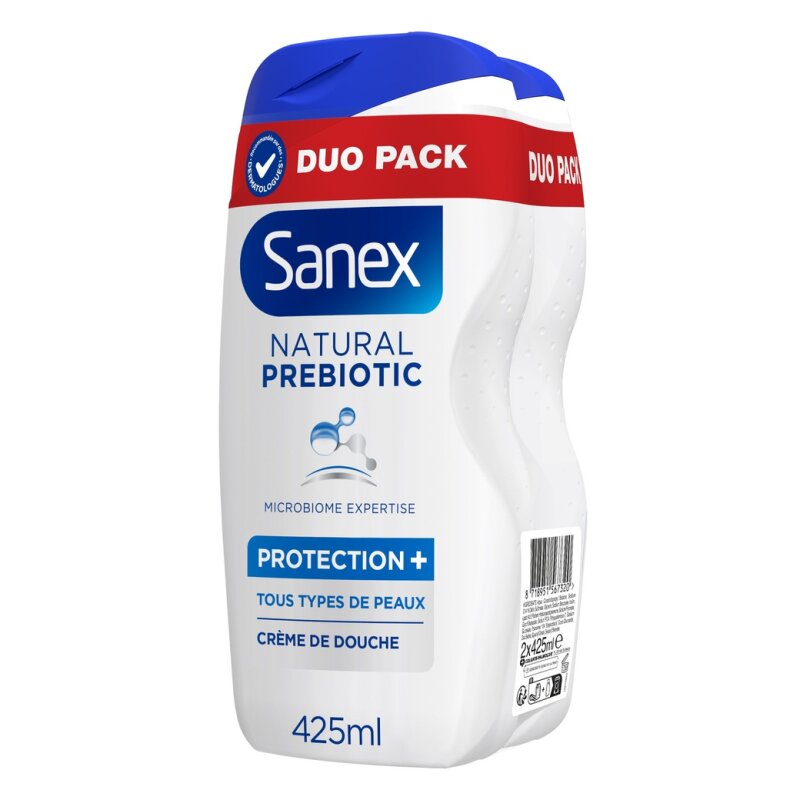 Sanex Natural Prebiotic Protection+ Shower Cream - Normal To Sensitive Skin - 2x425ml