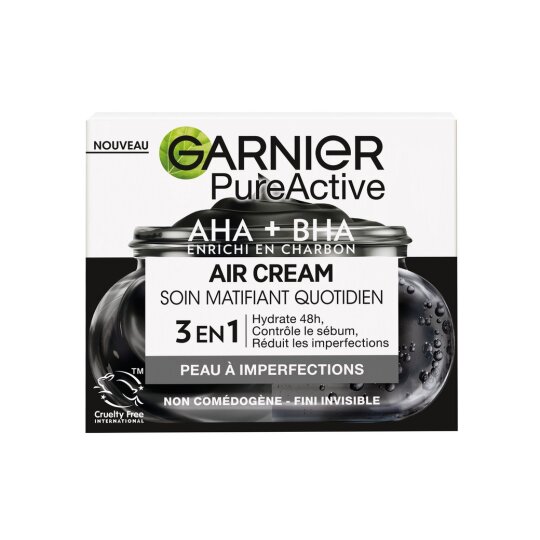 Garnier Pureactive Soin Visage Matifiant Quotidien au Charbon - Peau Grase - 50ml