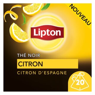 Lipton Thé Noir aux Zestes de Citron d'Espagne - Boîte de 20 Sachets