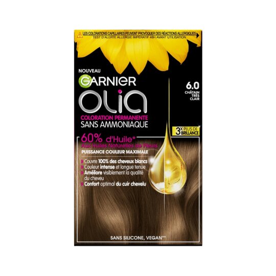 Garnier Olia Coloration Permanente Cheveux Sans Ammoniaque - 6.0 Châtain Très Clair