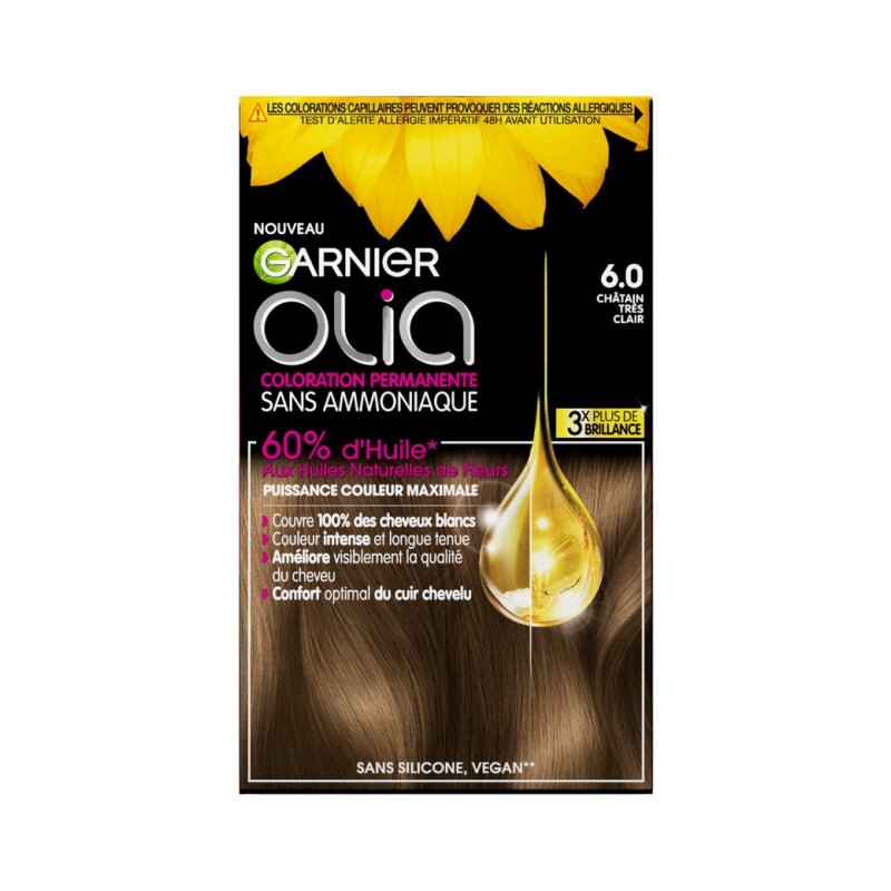 Garnier Olia Coloration Permanente Cheveux Sans Ammoniaque - 6.0 Châtain Très Clair