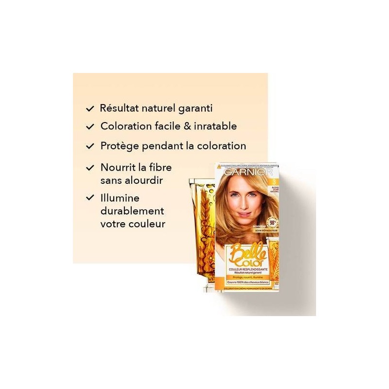 Garnier Belle Color Crème de Coloration Permanente - Cheveux - Blond Doré Naturel 3