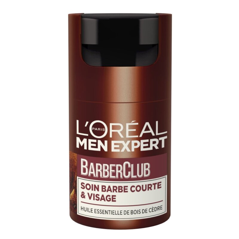 L'Oréal Men Expert Barberclub Soin Visage et Barbe Courte aux Huiles Essentielles de Bois de Cèdre - 50ml